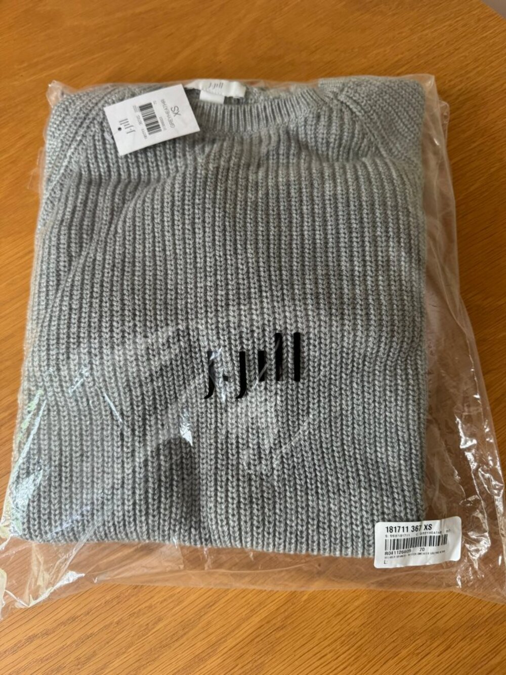 NEW J. Jill Relaxed Shaker-stitch sweater XS heather gray